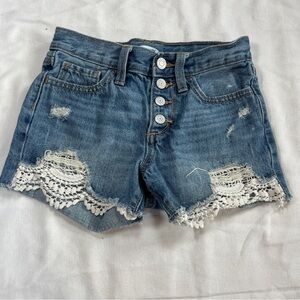 Old Navy girls Jean lace trim distress short size 8